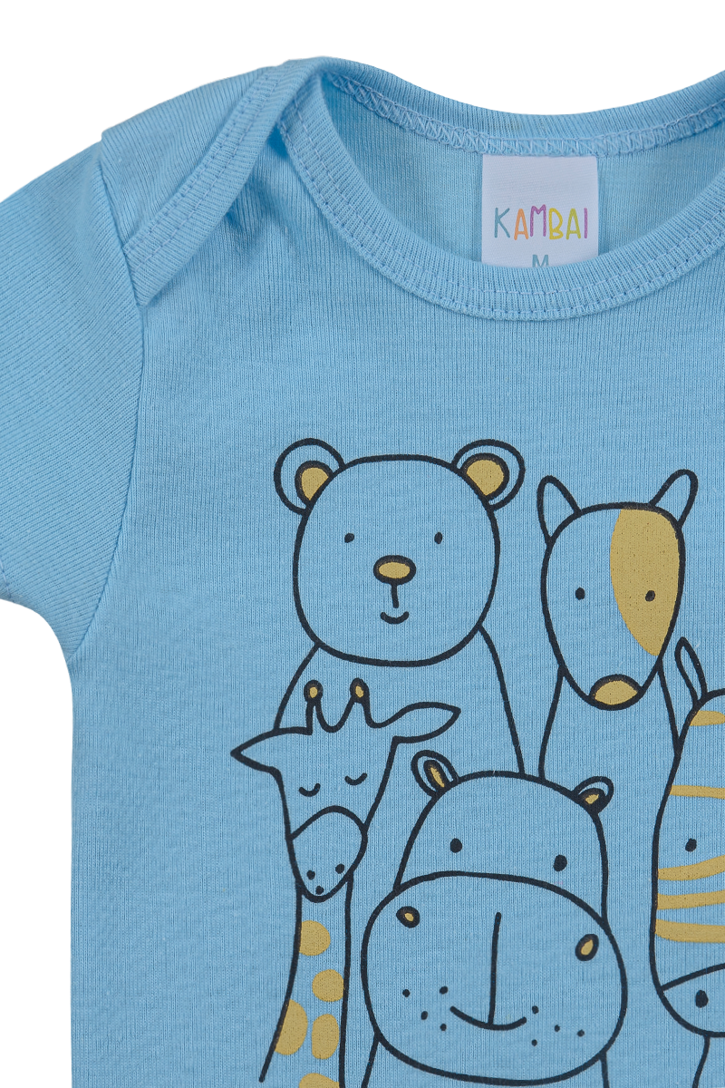 body manga curta azul claro animais 02