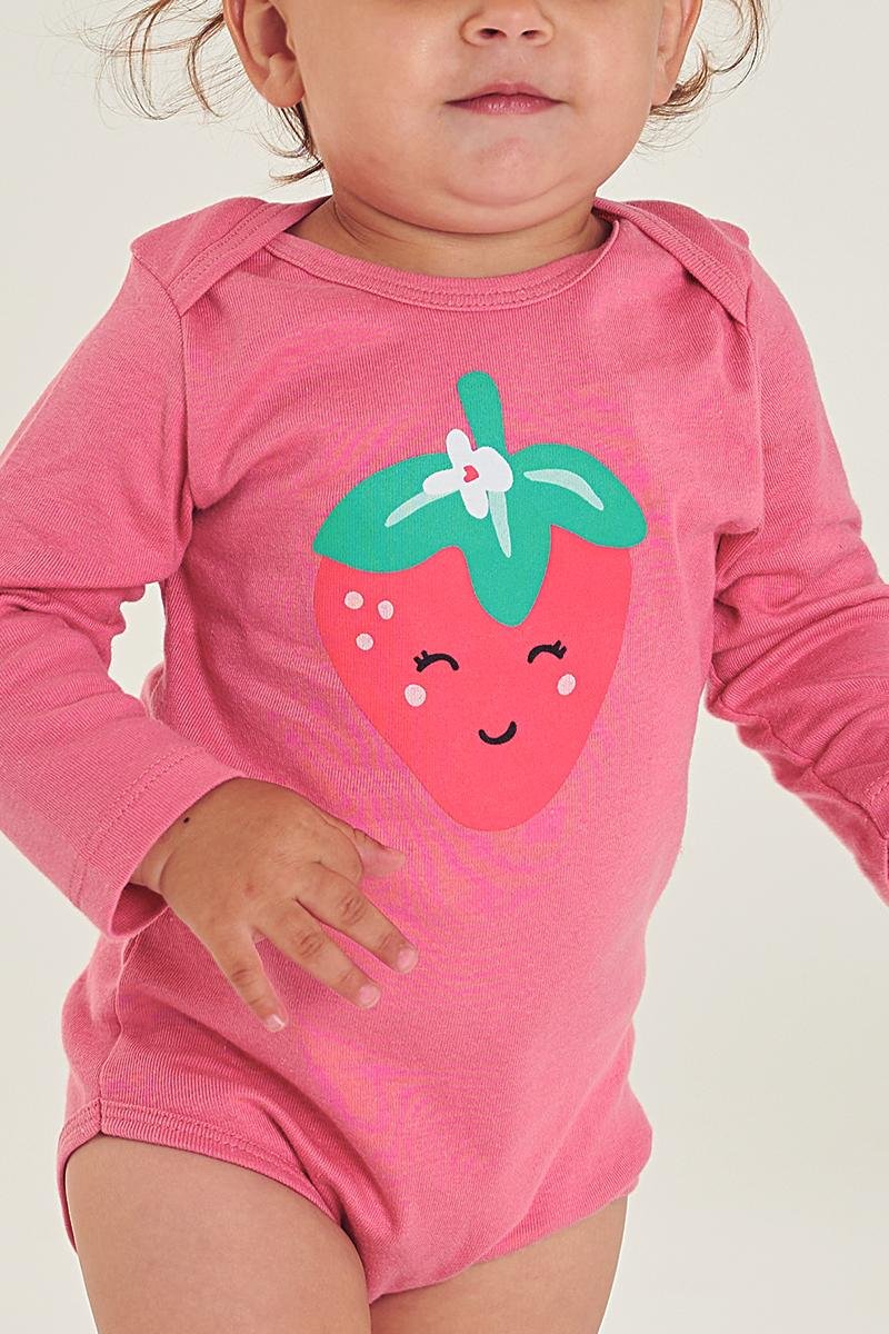 boddie bebe manga longa rosa morango2