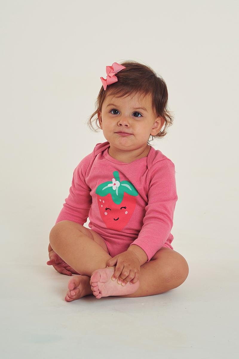 boddie bebe manga longa rosa morango3