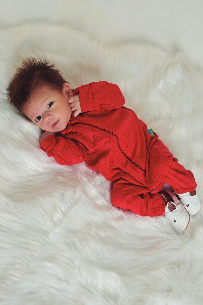 macacao longo bebe de malha vemelho