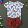 01 conjunto body estampado cactos e tapa fralda