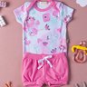 02 conjunto body estampado flamingo e shorts