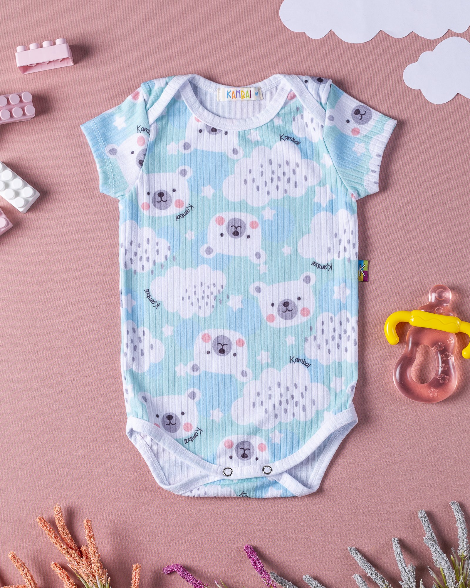 01 conjunto body estampado urso polar e shorts