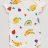 Body Bebê Manga Curta Canelado Estampa Frutas Tropicais
