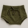 Shorts Tapa Fralda Bebê Canelado Verde Musgo