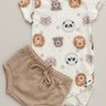 Conjunto Body Animais Panda e Tapa fralda