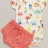 Conjunto Body Animais na Praia e Tapa fralda