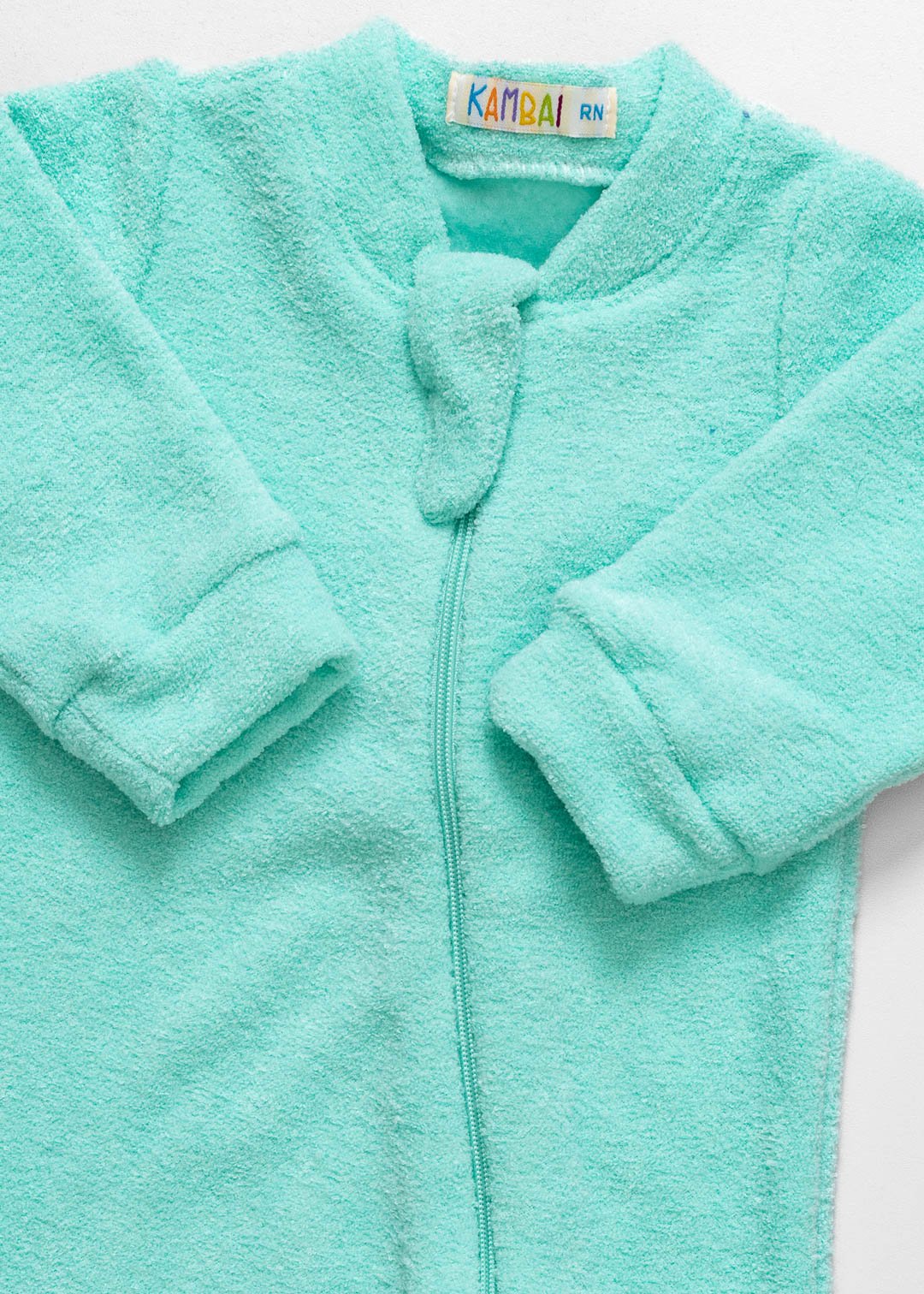 18 macacao longo bebe de plush boucle soft peluciado verde agua