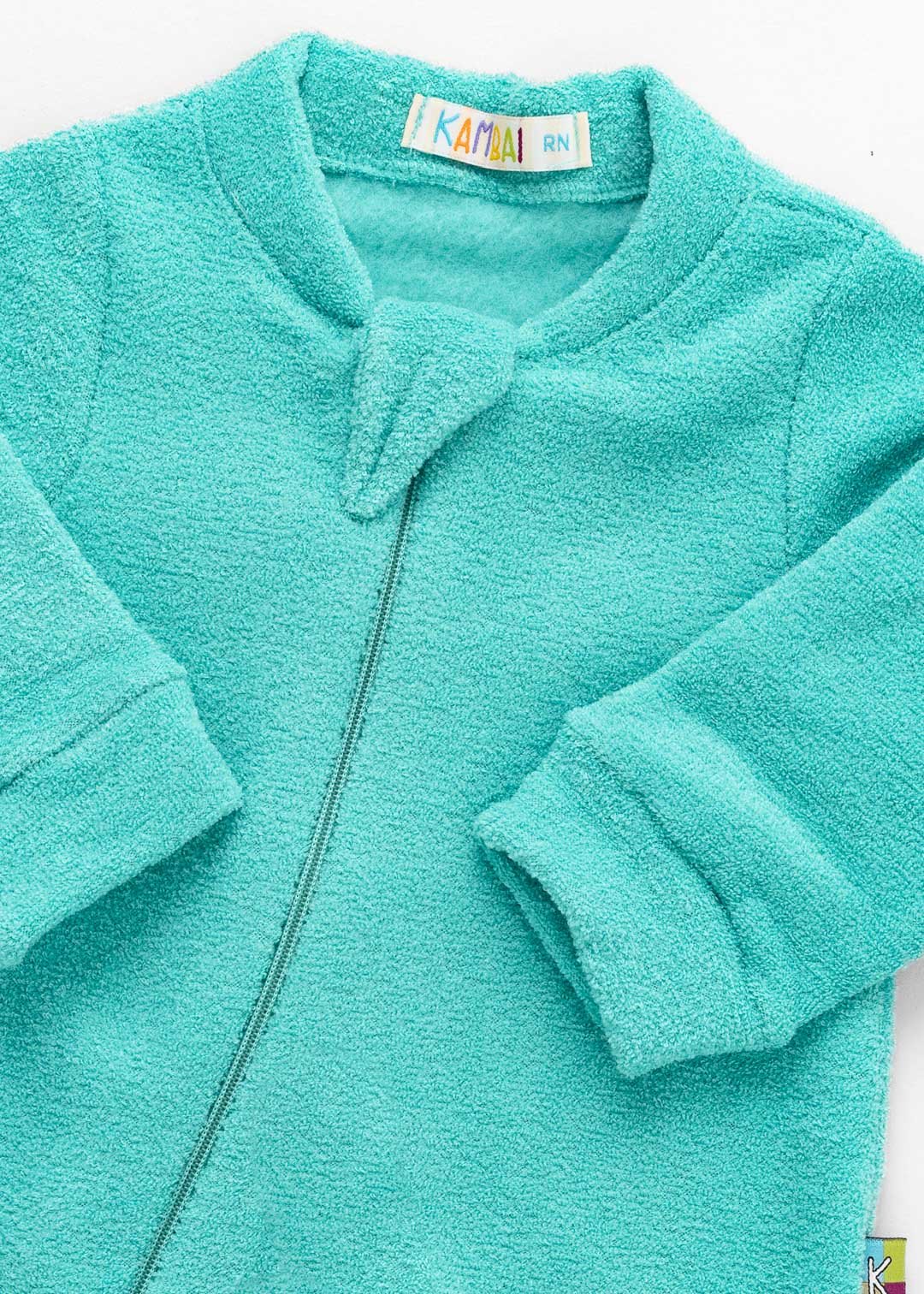 15 macacao longo bebe de plush boucle soft peluciado verde jade