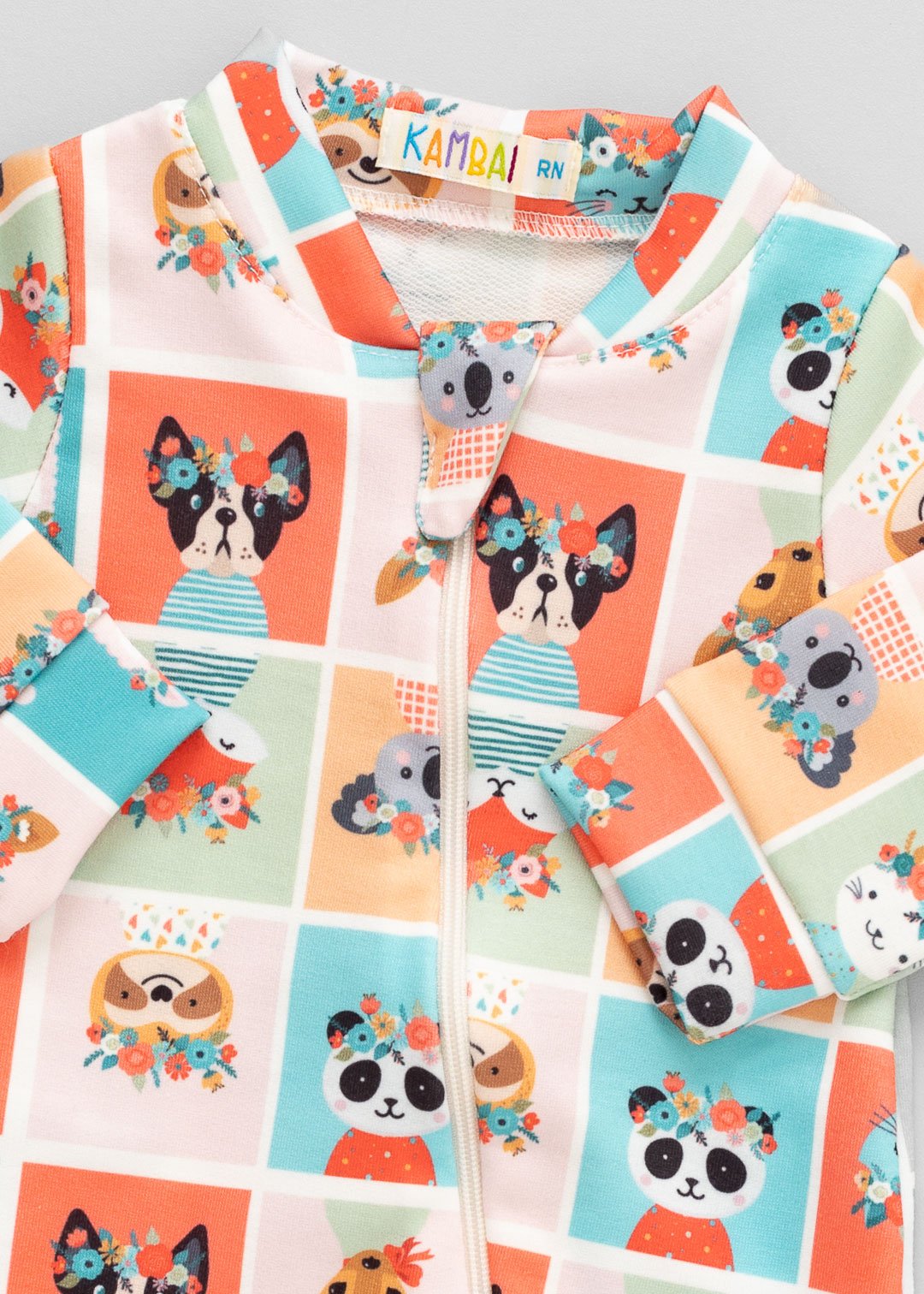 02 macacao longo bebe de molecotton festa dos animais