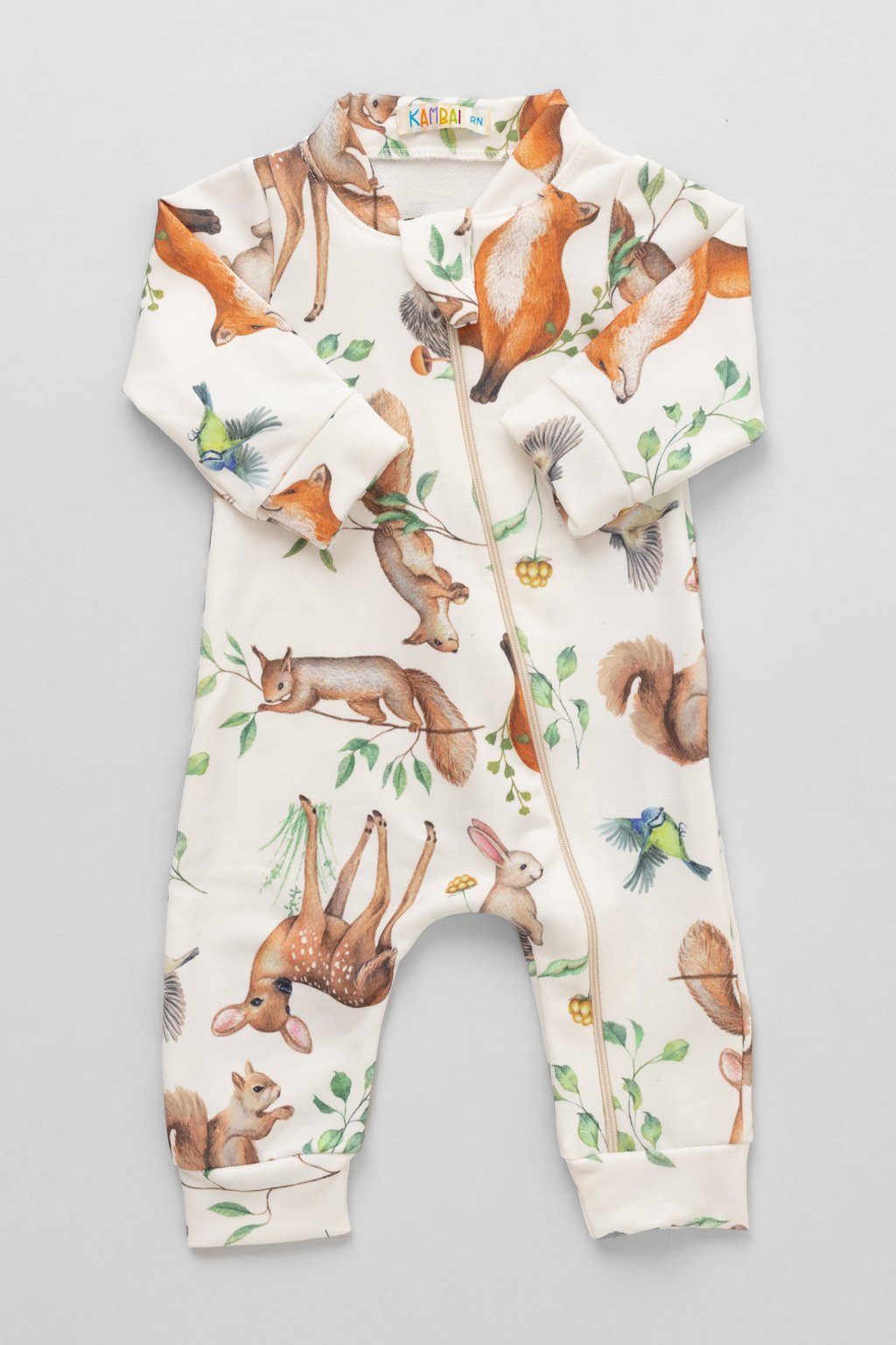 01 macacao longo bebe de molecotton floresta encantada