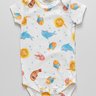 Body Bebê Manga Curta Canelado Estampa Animais Marinhos Oceano