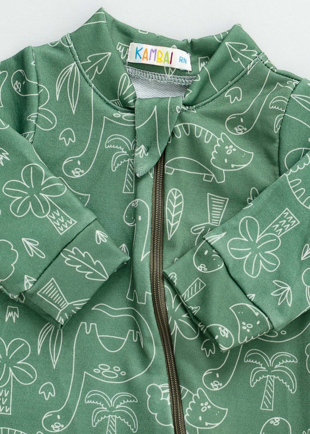 01 macacao bebe de molecotton longo dinossauro verde