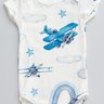 Body Bebê Manga Curta Canelado Estampa Avião