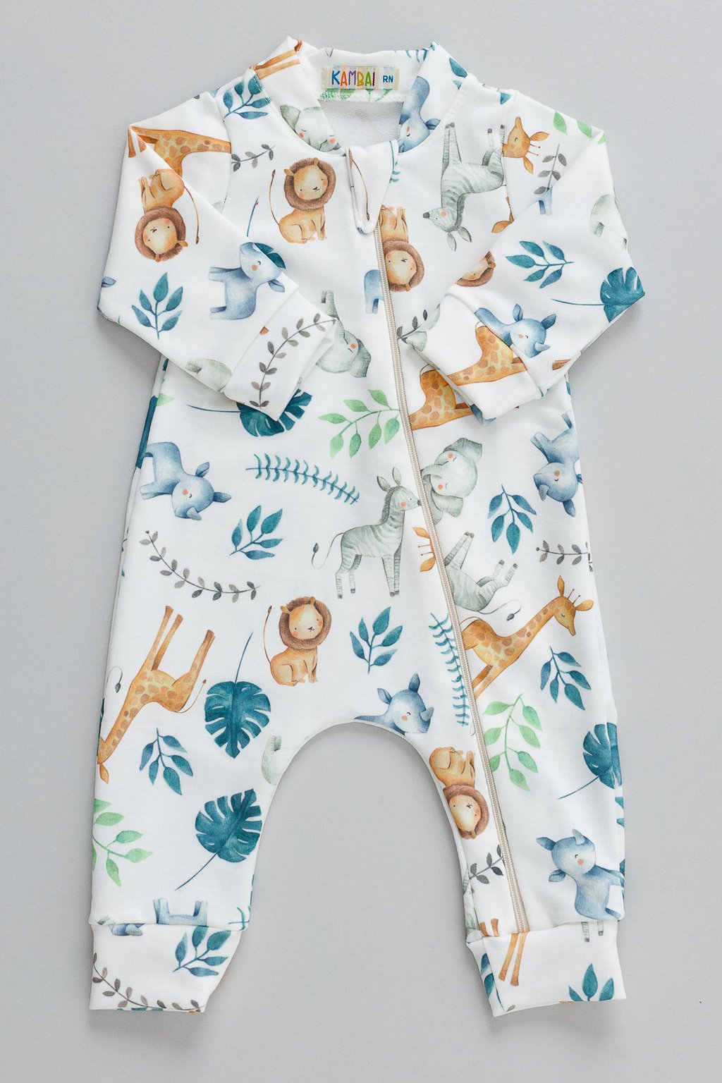 02 macacao longo bebe de molecotton forest safari