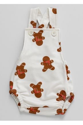 Romper Jardineira Bebê Biscoito de Natal