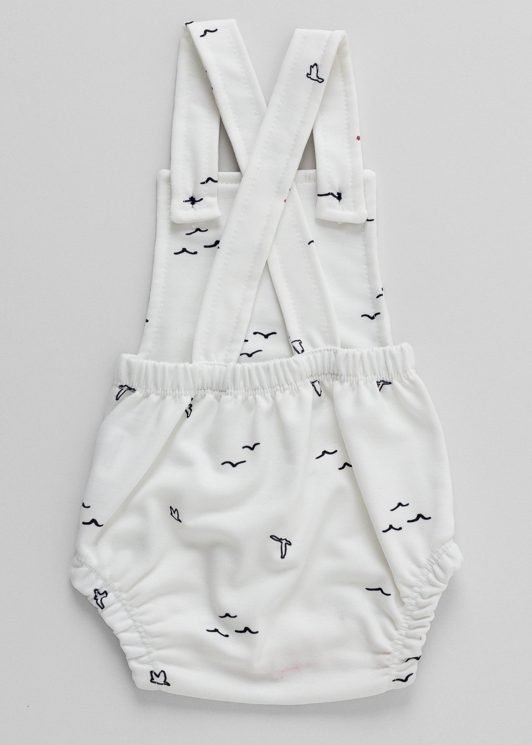 03 romper jardineira bebe gaivotas