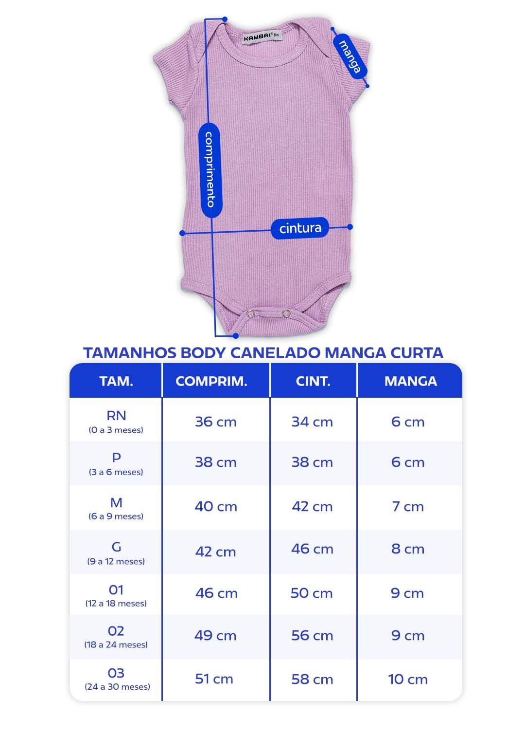 tabela body canelado manga curta