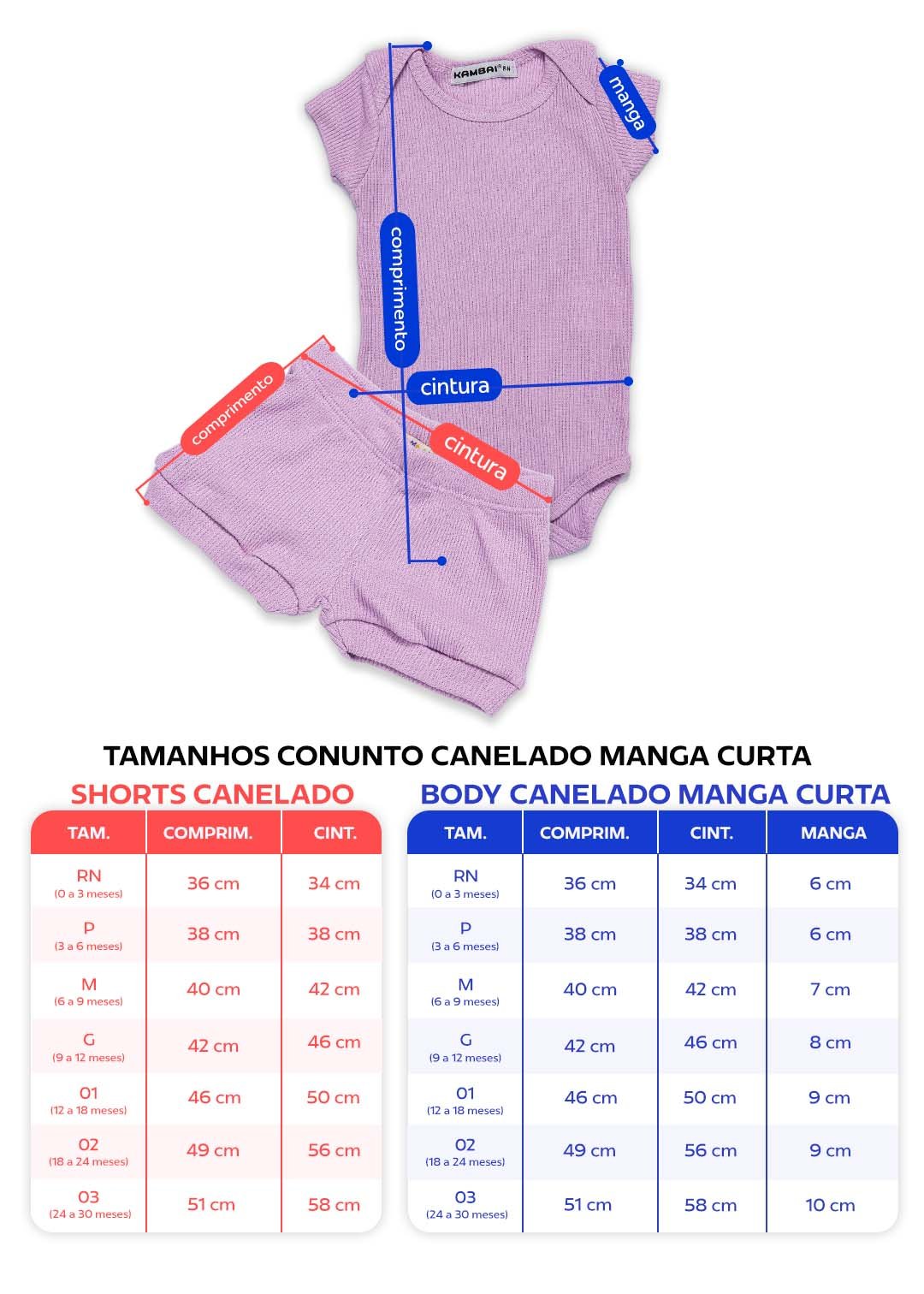 tabela conjunto canelado liso curto