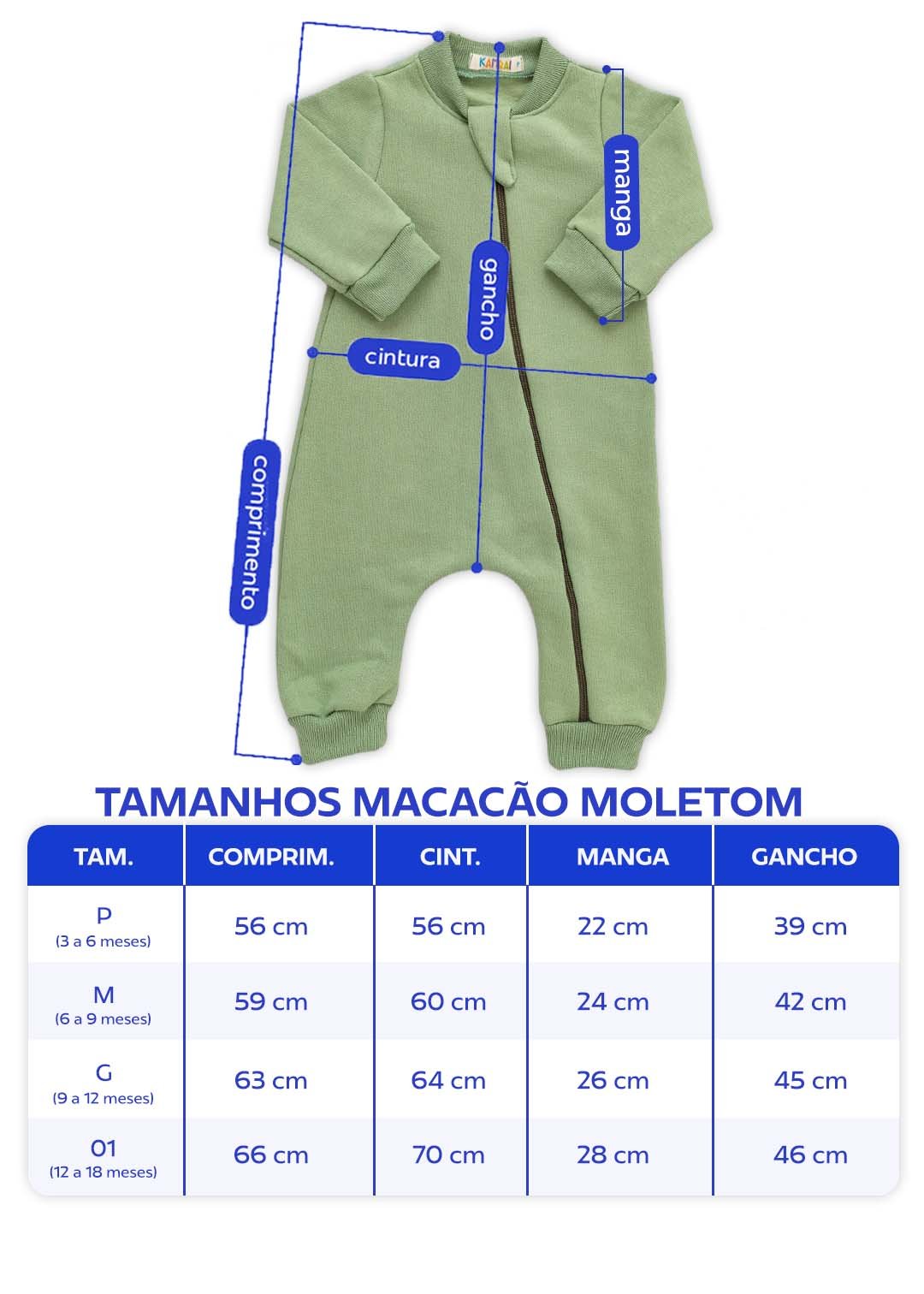tabela macacao moletom