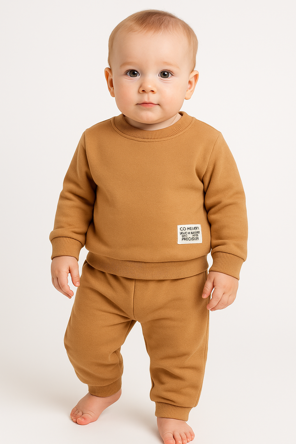 01 conjunto blusa e calca moletom marrom canela