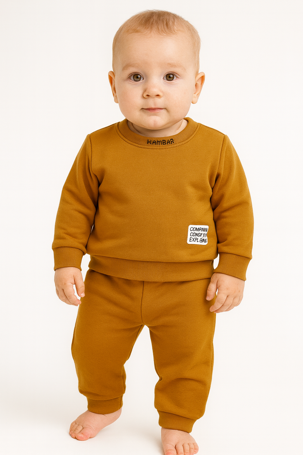 02 conjunto blusa e calca moletom marrom canela