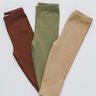 Kit Calça Legging Bebê Canelada Premium - Marrom Chocolate, Marrom Capuccino e Verde Arbo
