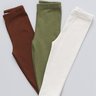 Kit Calça Legging Bebê Canelada Premium - Marrom Chocolate, Verde Arbo e Off White