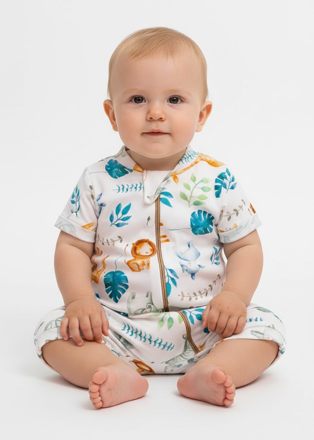 macacao bebe safari curto