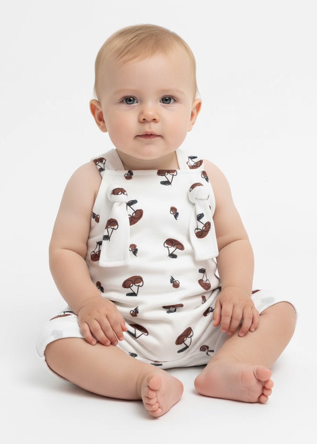 jardineira bebe curta minimalista cereja