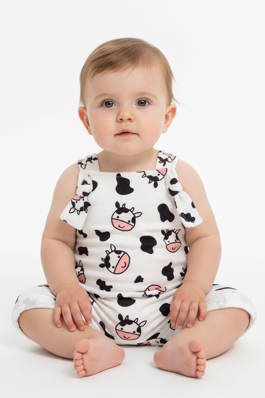 jardineira bebe curta vaquinha