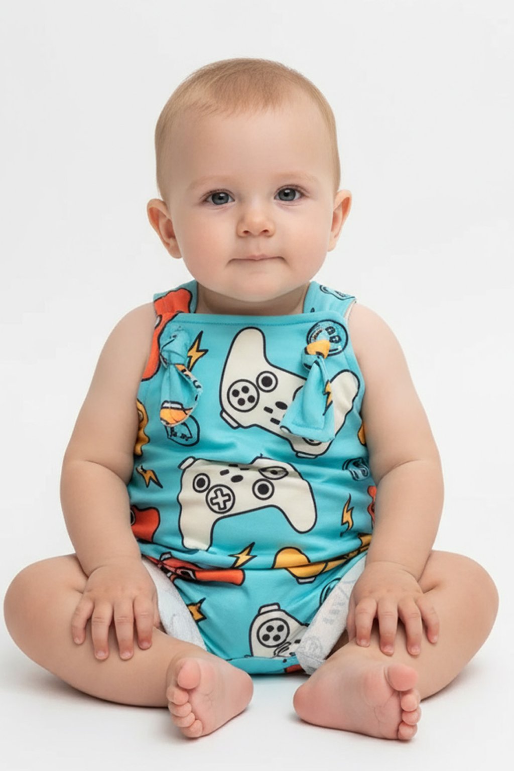 jardineira bebe curta video game