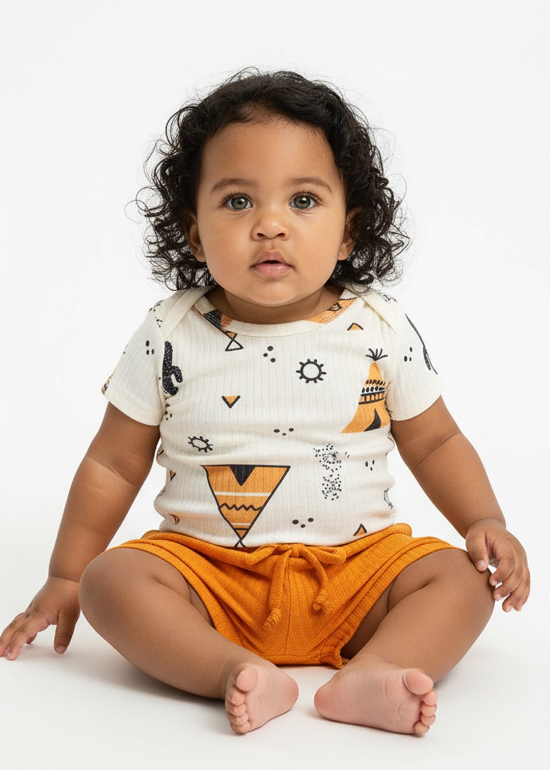 conjunto body estampado indio e tapa fralda