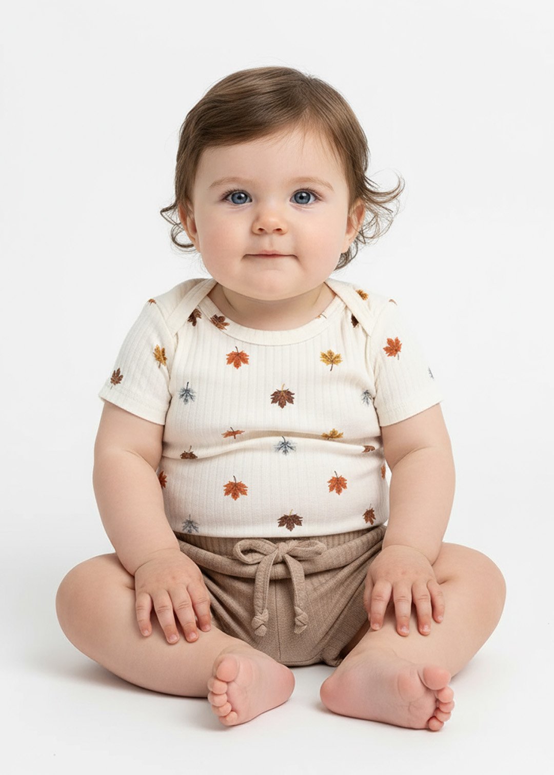 conjunto body estampado minimalista folhas e tapa fralda