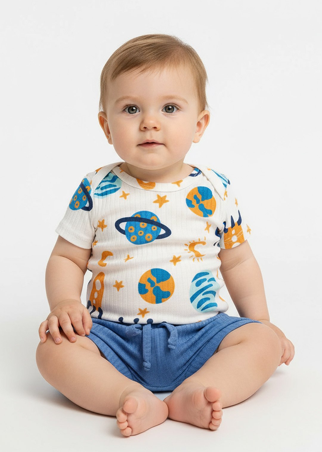 conjunto body estampado planetas e tapa fralda