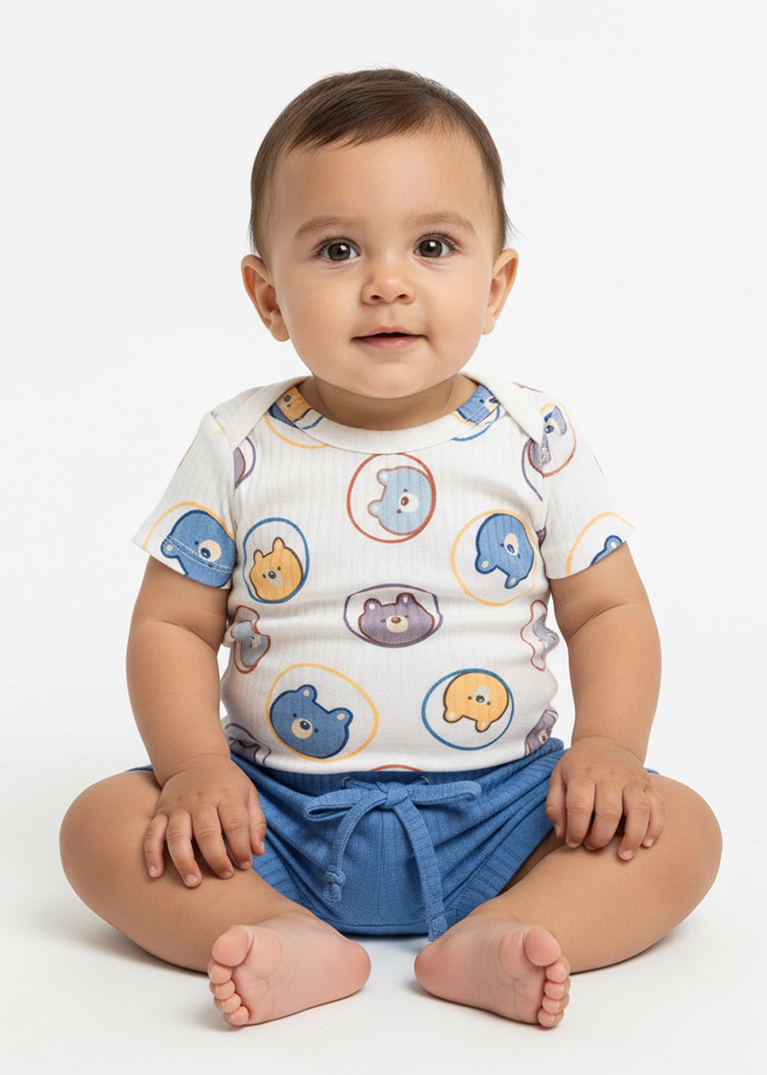 conjunto body estampado urso astronauta e tapa fralda