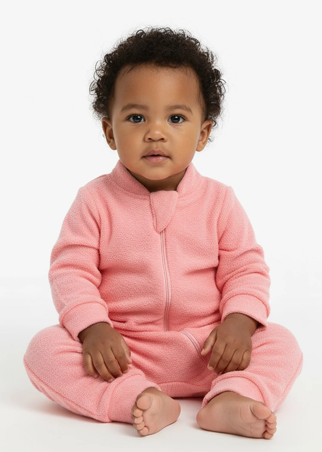 macacao bebe longo de plush boucle peluciado rosa chiclete