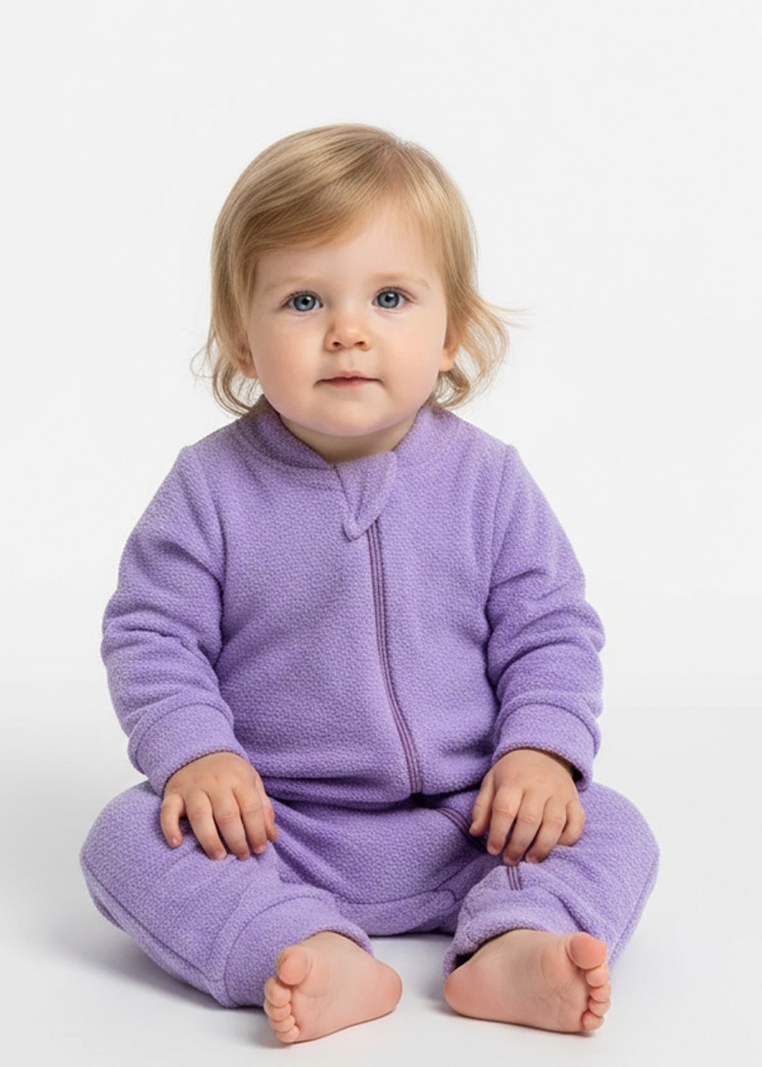macacao longo bebe de plush boucle peluciado roxo lilas
