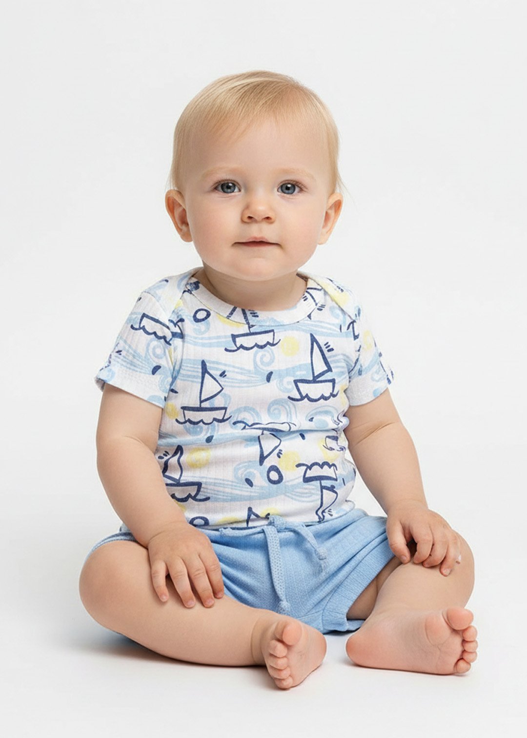 conjunto body estampado barquinho no mar e tapa fralda v2