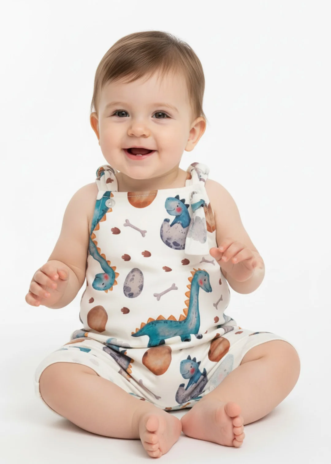 jardineira bebe curta dinossauro baby v2