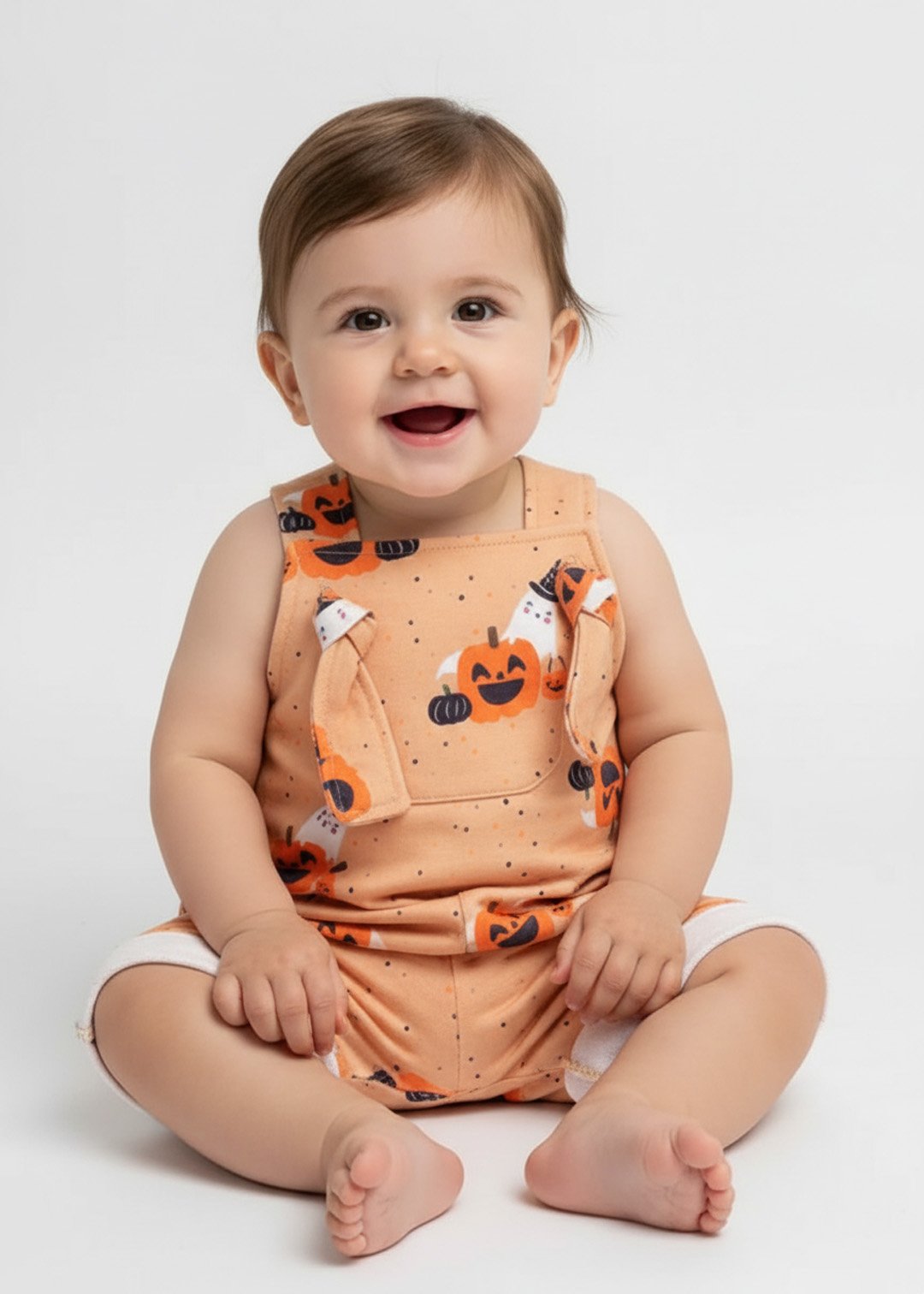 jardineira bebe curta halloween fantasminha v2