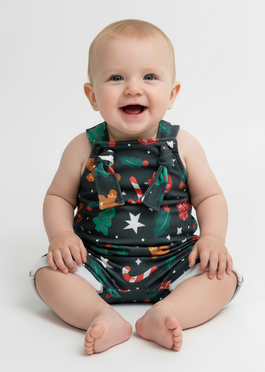 jardineira bebe curta natal biscoito e pinheiro de natal kambai v2