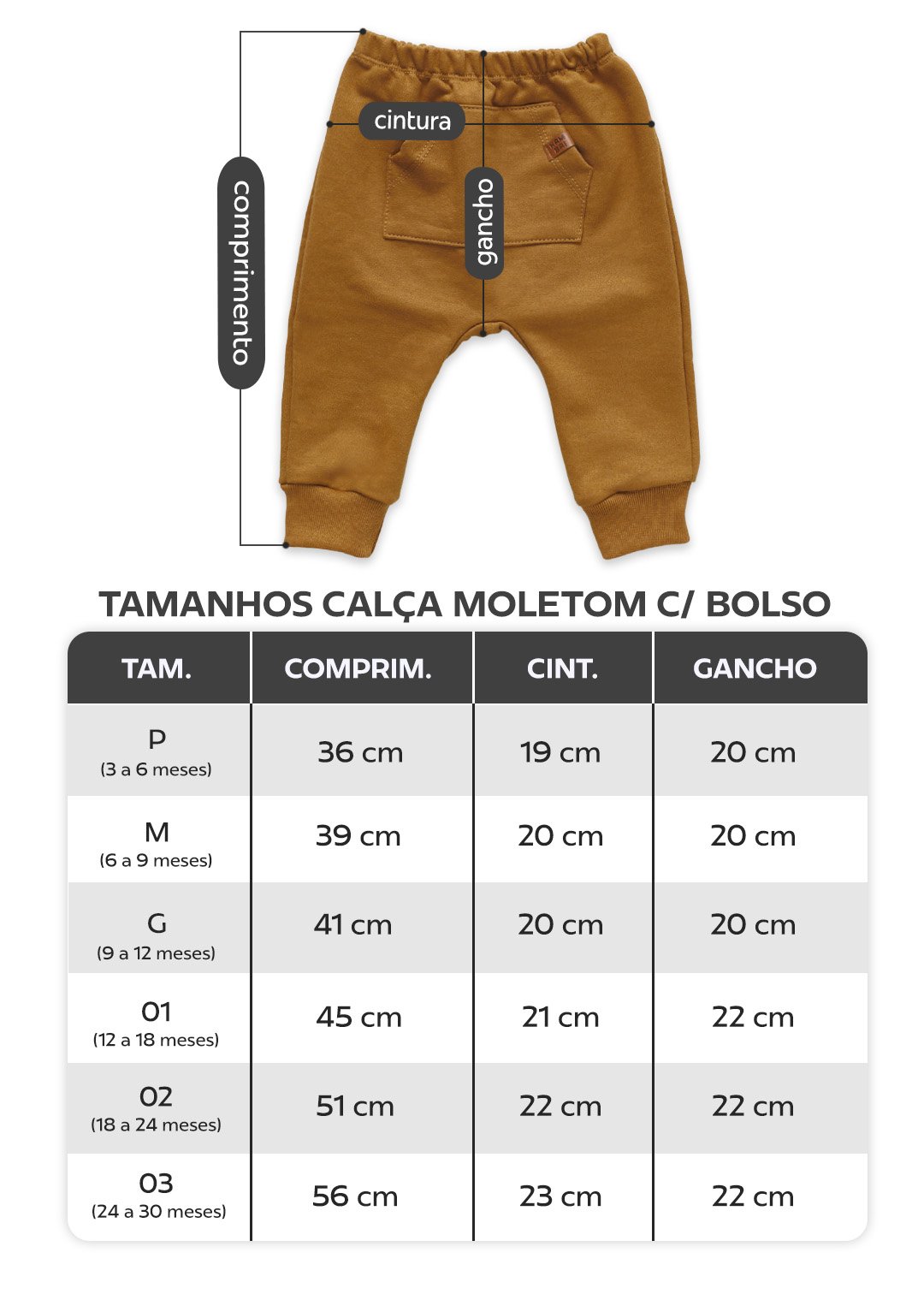 tabela calca moletom com bolso em preto v4