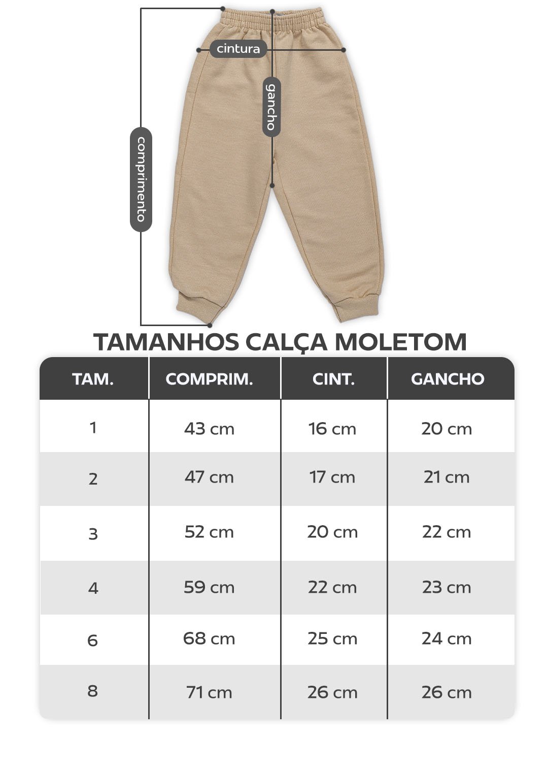 tabela calca moletom nova em preto v4