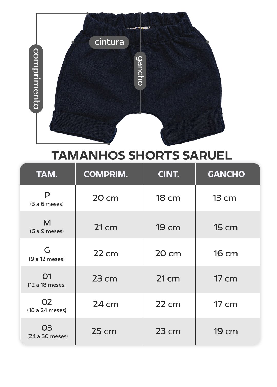 tabela shorts saruel em preto v4