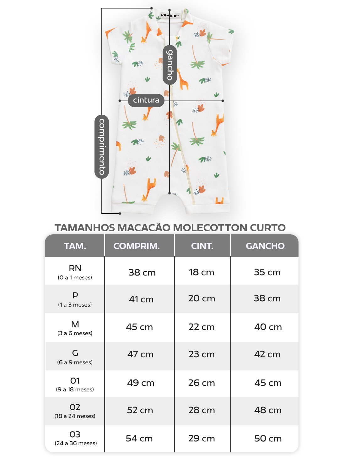 tabela macacao molecotton curto em preto v5