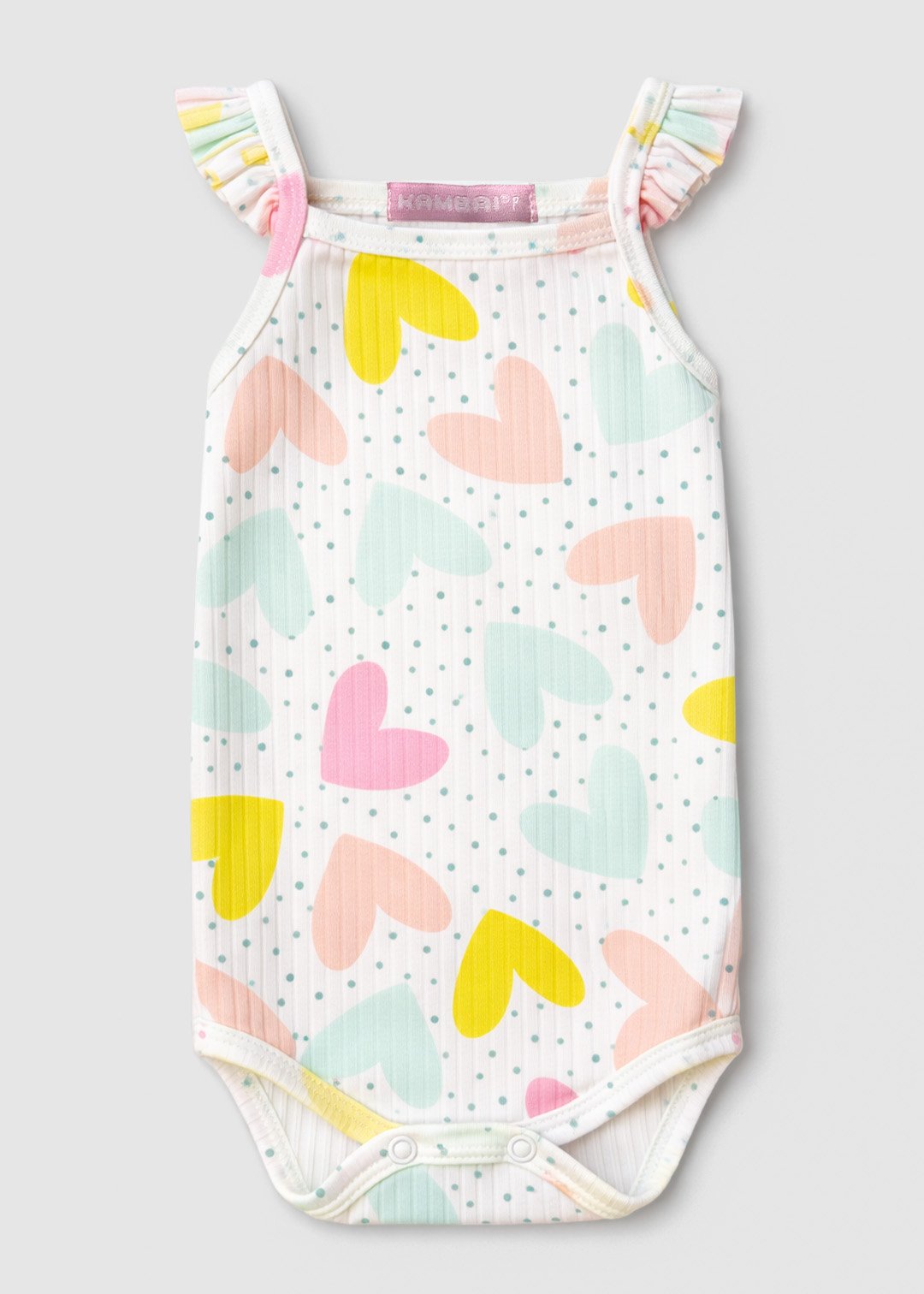 07 body bebe manga curta frufru canelado estampa cachorrinhos