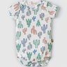 Body Bebê Manga Curta Canelado Estampa Cactos