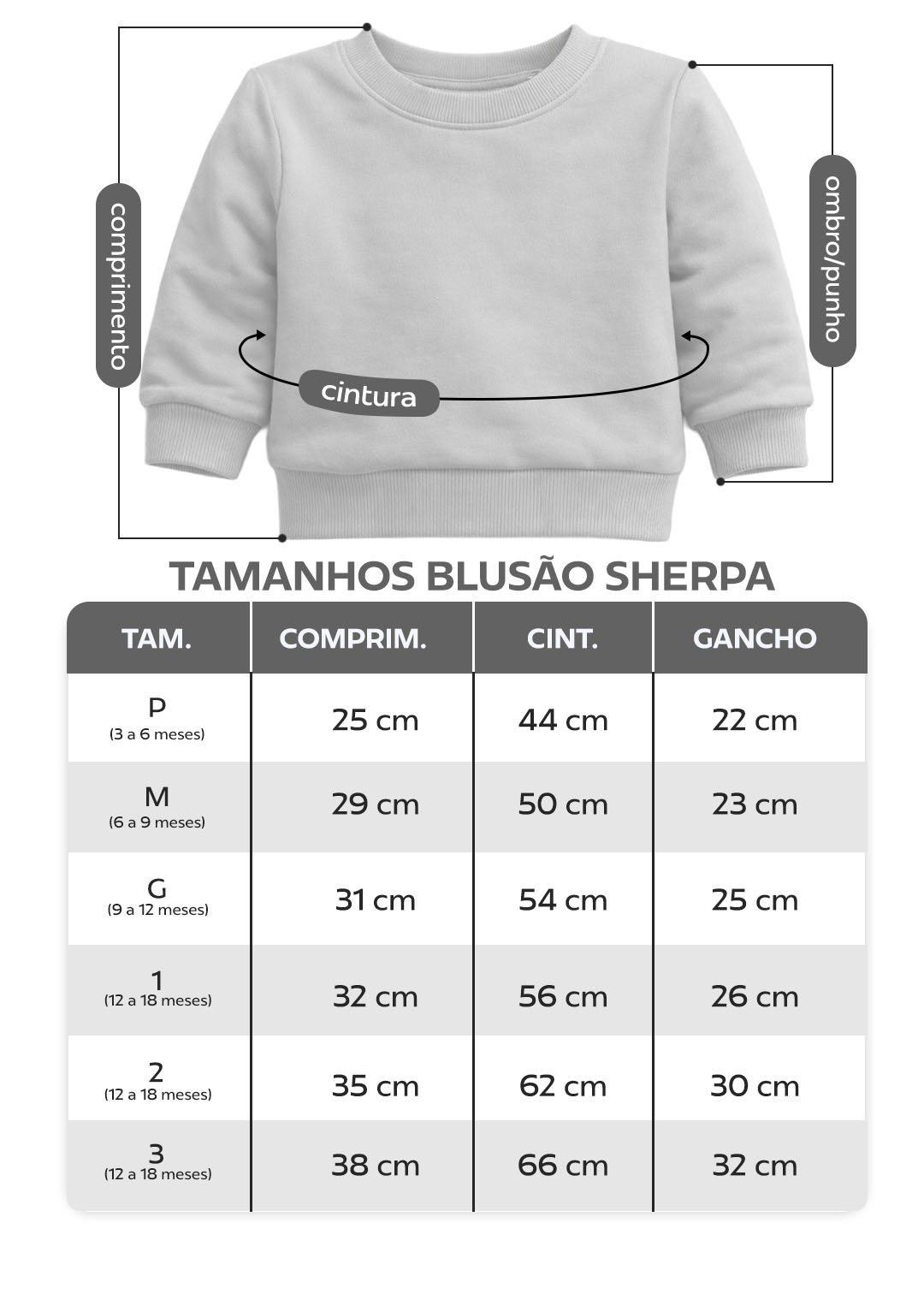 tabela blusao sherpa em preto v5