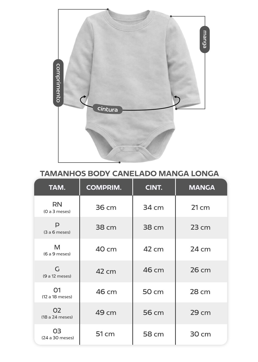 tabela body canelado manga longa em preta v5